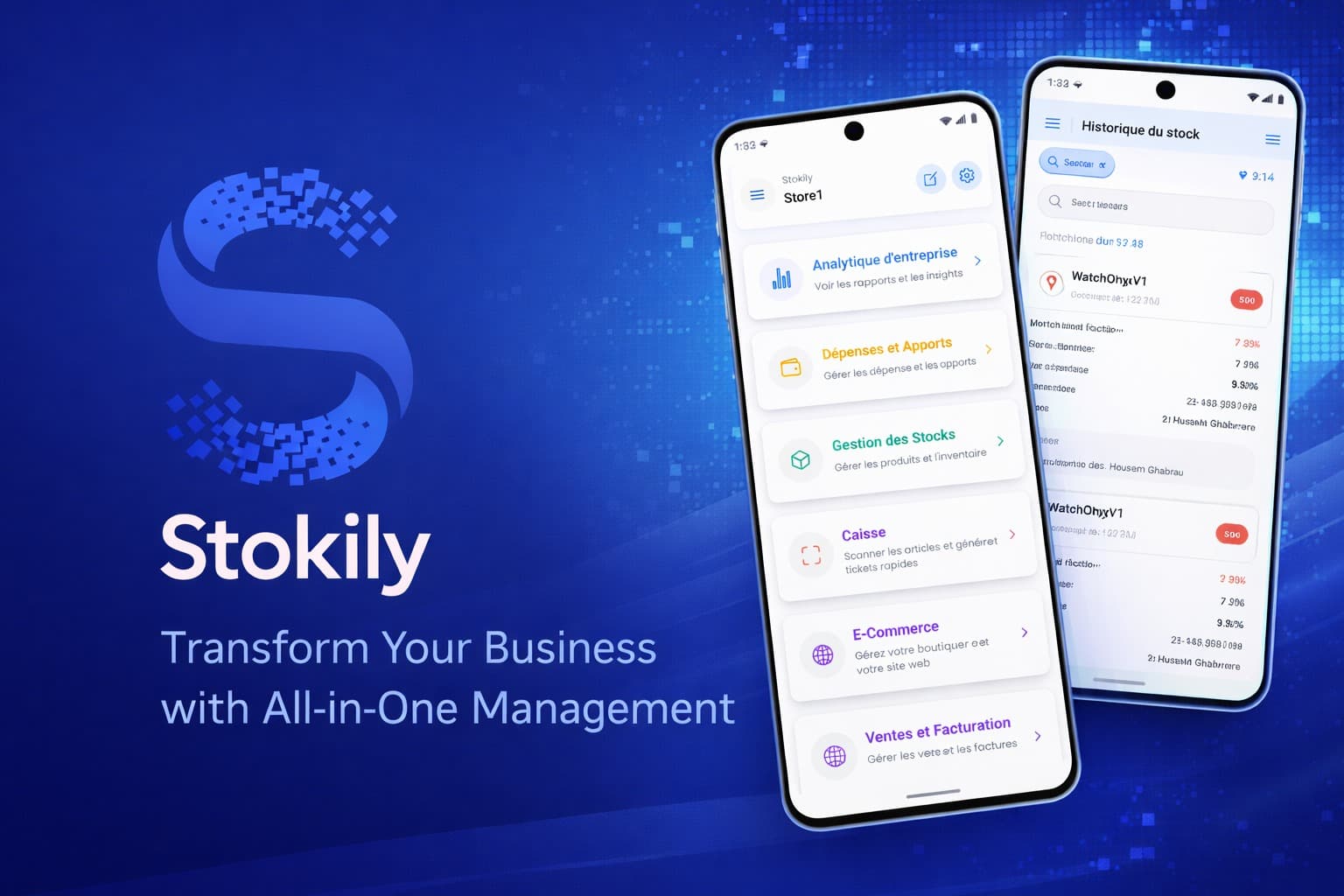 Stokily app — inventory, POS, and business management on mobile